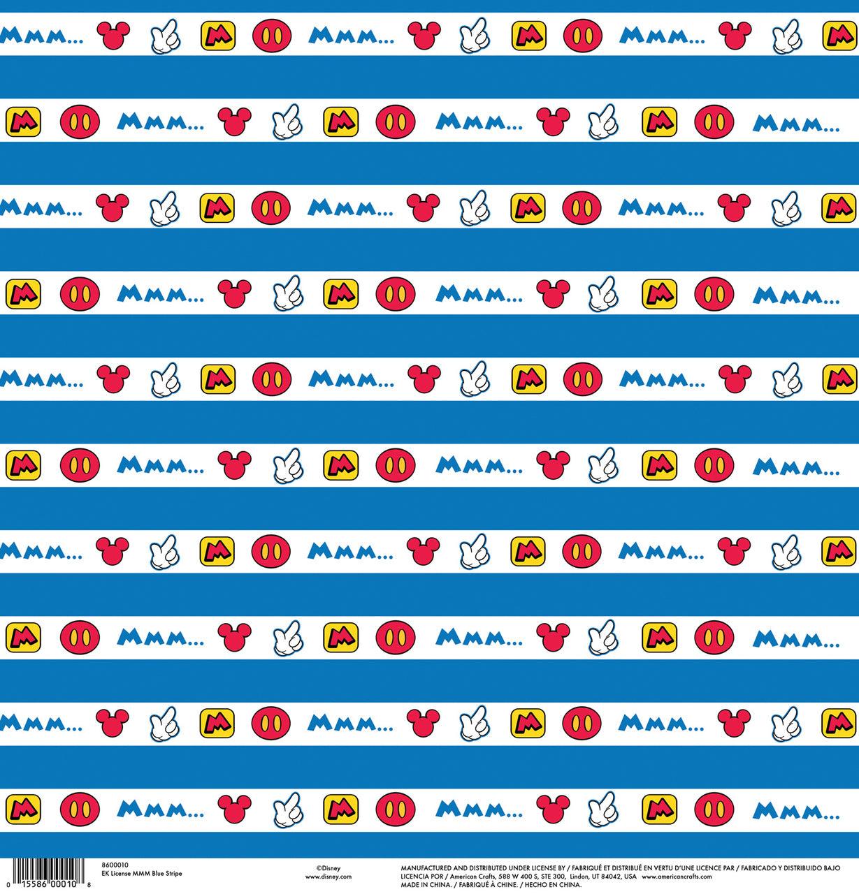 Disney Collection Mickey Blue Stripe 12 x 12 Scrapbook Paper by American Crafts