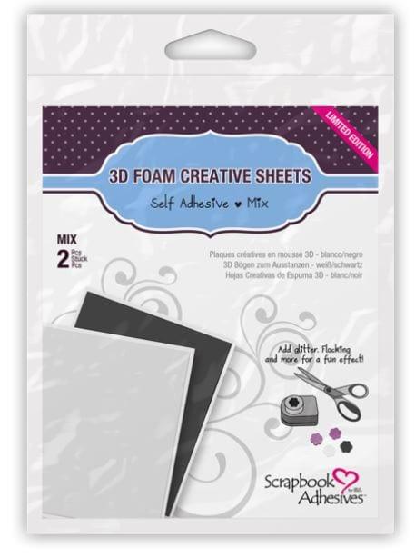 Foam Collection 3D White & Black, Double-Sided, Self-Adhesive, Permanent 4 x 5 Foam Sheets - Pkg. of 2 - Scrapbook Supply Companies