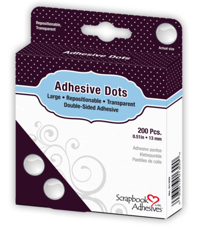Dodz Collection Large (13mm) Repositionable, Transparent, Double-Sided Adhesive Dots - Pkg. of 200 - Scrapbook Supply Companies