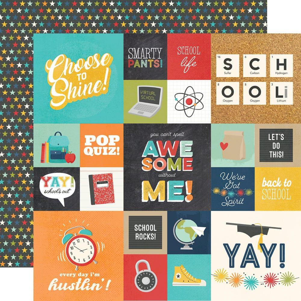 School Life Collection 2 x 2 and 4 x 4 Elements 12 x 12 Double-Sided Scrapbook Paper by Simple Stories - Scrapbook Supply Companies