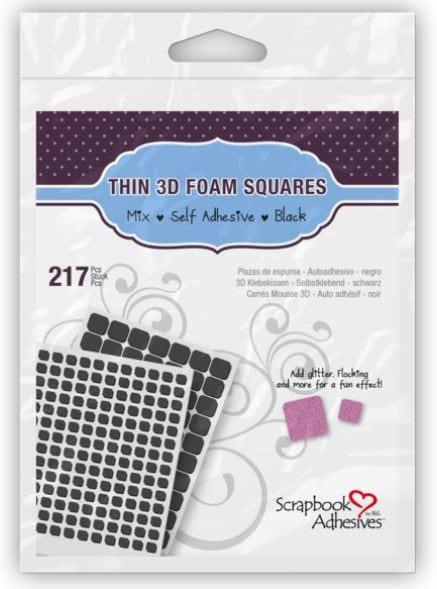 Foam Collection 3D Black, Thin, Mixed Size, Double-Sided, Self-Adhesive, Permanent Foam Squares - Pkg. of 217 - Scrapbook Supply Companies