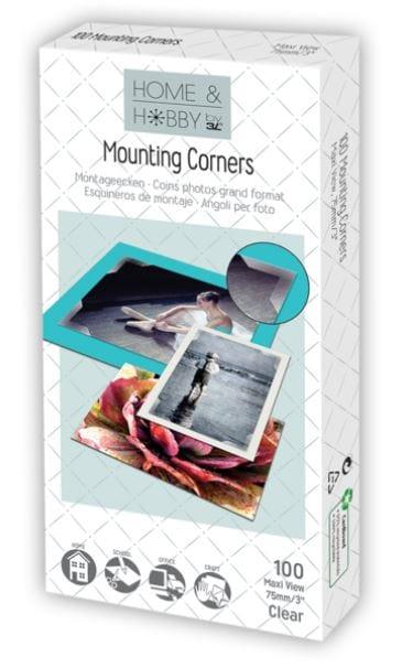 Home & Hobby Collection Clear 3" x 75mm Maxi View Mounting Corners by 3L -100 Pieces - Scrapbook Supply Companies