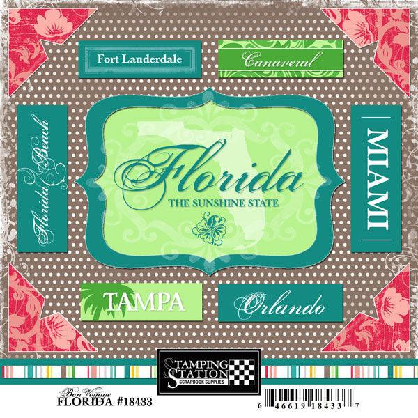 Bon Voyage Collection Florida 6 x 6 Scrapbook Sticker Sheet by Scrapbook Customs - Scrapbook Supply Companies