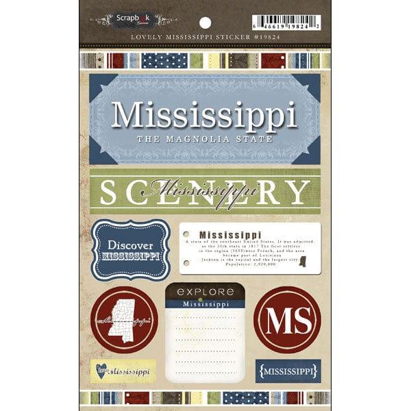 Lovely Travel Collection mississippi 5.5 x 8 Sticker Sheet by Scrapbook Customs - Scrapbook Supply Companies