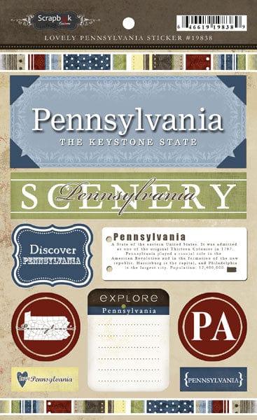 Lovely Travel Collection Pennsylvania 5.5 x 8 Cardstock Sticker Sheet by Scrapbook Customs - Scrapbook Supply Companies
