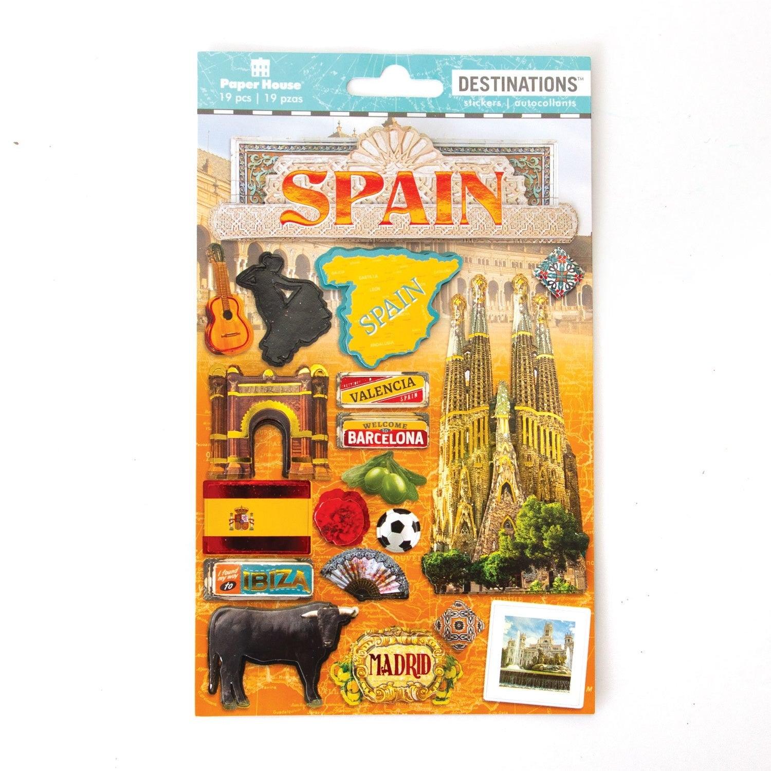 Destinations Collection Spain 5 x 7 3D Foil Scrapbook Embellishment by Paper House Productions - Scrapbook Supply Companies