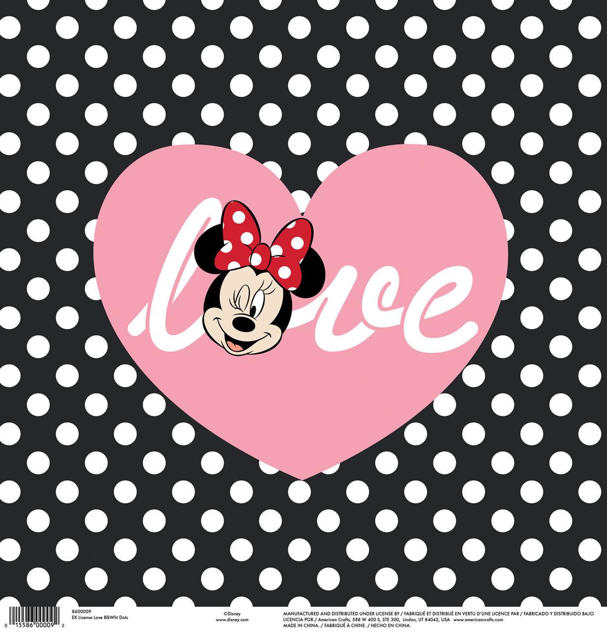 Disney Collection Minnie Love Polka Dots 12 x 12 Scrapbook Paper by American Crafts