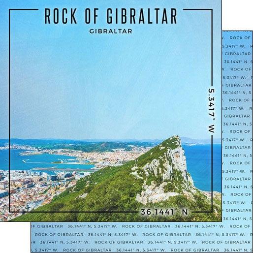 Travel Coordinates Collection Rock of Gibraltar, Gibraltar 12 x 12 Double-Sided Scrapbook Paper by Scrapbook Customs - Scrapbook Supply Companies