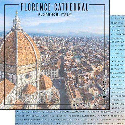 Travel Coordinates Collection Florence Cathedral, Florence, Italy 12 x 12 Double-Sided Scrapbook Paper by Scrapbook Customs - Scrapbook Supply Companies
