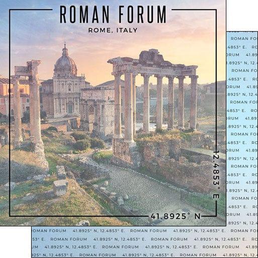 Travel Coordinates Collection Roman Forum, Rome, Italy 12 x 12 Double-Sided Scrapbook Paper by Scrapbook Customs - Scrapbook Supply Companies