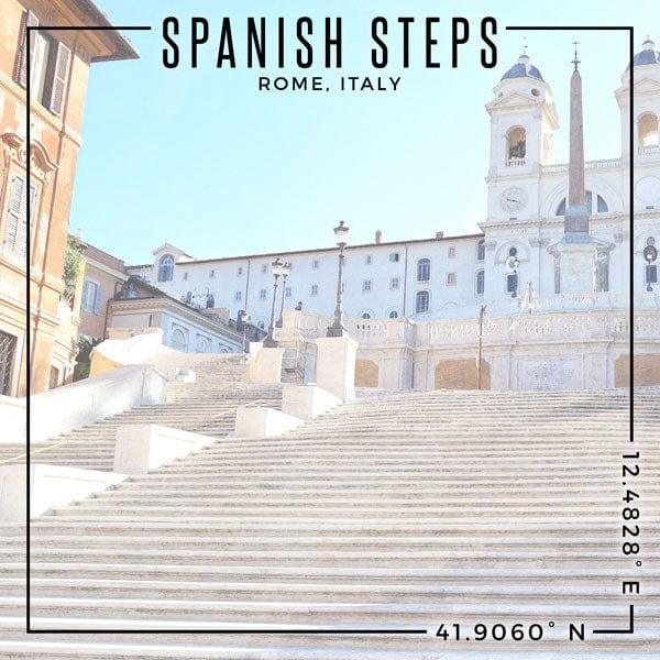 Travel Coordinates Collection Spanish Steps, Rome, Italy 12 x 12 Double-Sided Scrapbook Paper by Scrapbook Customs - Scrapbook Supply Companies