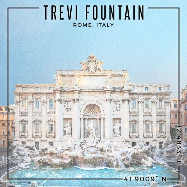 Travel Coordinates Collection Trevi Fountain, Rome, Italy 12 x 12 Double-Sided Scrapbook Paper by Scrapbook Customs - Scrapbook Supply Companies
