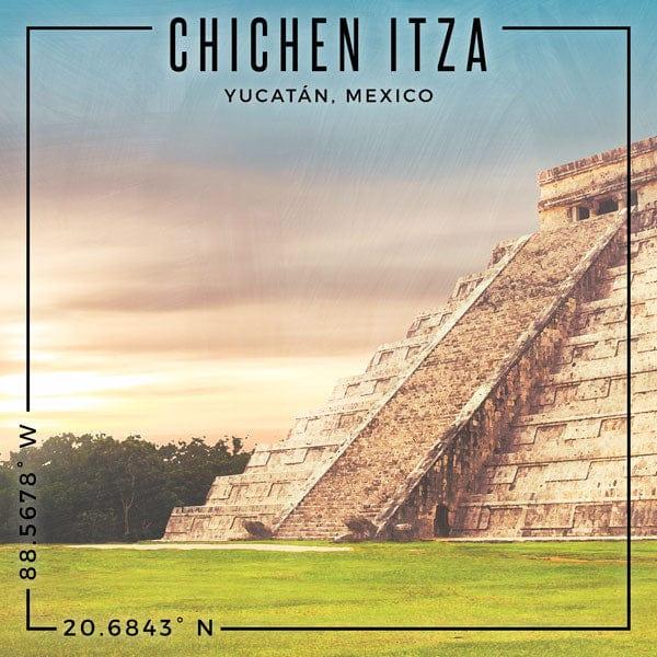 Travel Coordinates Collection Chichen Itza, Yucatan, Mexico 12 x 12 Double-Sided Scrapbook Paper by Scrapbook Customs - Scrapbook Supply Companies