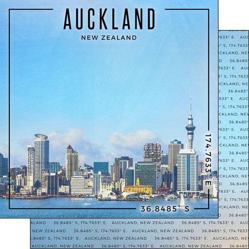 Travel Coordinates Collection Auckland, New Zealand 12 x 12 Double-Sided Scrapbook Paper by Scrapbook Customs - Scrapbook Supply Companies
