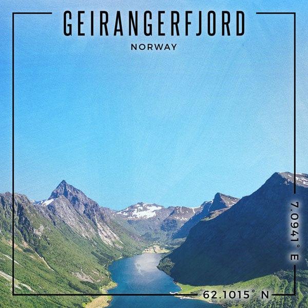 Travel Coordinates Collection Geirangerfjord, Norway 12 x 12 Double-Sided Scrapbook Paper by Scrapbook Customs - Scrapbook Supply Companies