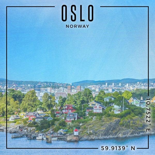 Travel Coordinates Collection Oslo, Norway 12 x 12 Double-Sided Scrapbook Paper by Scrapbook Customs - Scrapbook Supply Companies