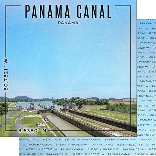 Travel Coordinates Collection Panama Canal, Panama 12 x 12 Double-Sided Scrapbook Paper by Scrapbook Customs - Scrapbook Supply Companies