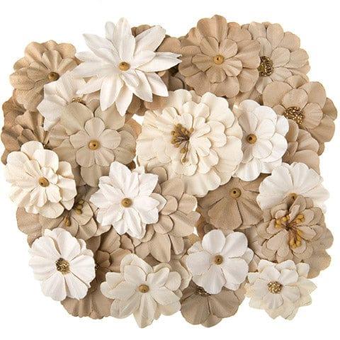 Floral Embellishments Collection Natural Paper Flowers 1.75 to 2.50 inch by Darice - 36 Pieces - Scrapbook Supply Companies