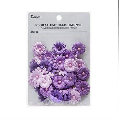 Floral Embellishments Collection Violet Purple Button Daisy .75 inch Blooms Scrapbook Embellishment by Darice - 48 Pieces - Scrapbook Supply Companies