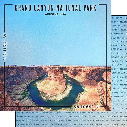 Travel Coordinates Collection Grand Canyon National Park, Arizona, USA 12 x 12 Double-Sided Scrapbook Paper by Scrapbook Customs - Scrapbook Supply Companies