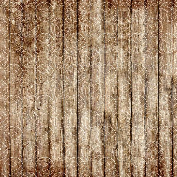 Wood Sports Collection Volleyball Brown Wood 12 x 12 Double-Sided Scrapbook Paper by Scrapbook Customs - Scrapbook Supply Companies