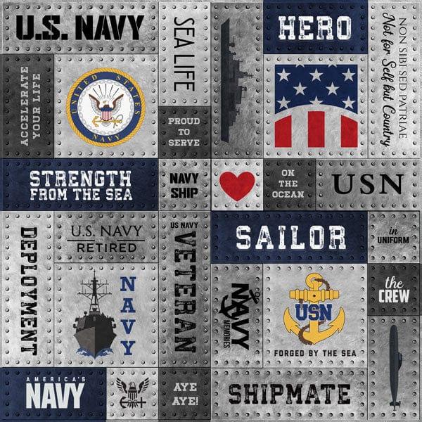 Military Emblem Collection Navy Metal Rivets 12 x 12 Double-Sided Scrapbook Paper by Scrapbook Customs - Scrapbook Supply Companies