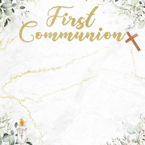 Holy Sacraments Collection First Communion Eucalyptus & Gold 12 x 12 Double-Sided Scrapbook Paper by Scrapbook Customs - Scrapbook Supply Companies
