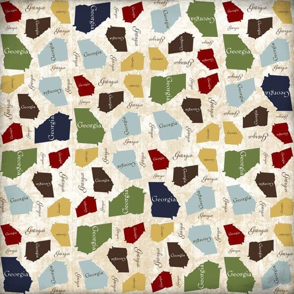Lovely Travel Collection Georgia State Shape 12 x 12 Scrapbook Paper by Scrapbook Customs - Scrapbook Supply Companies