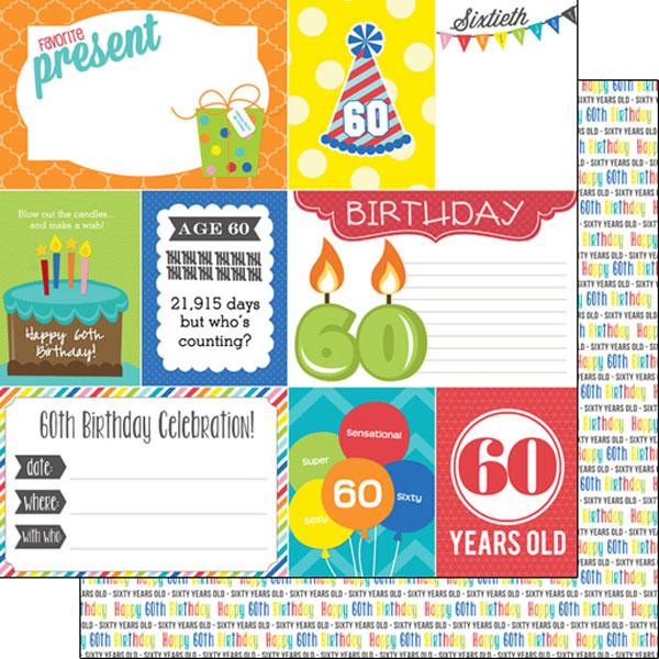 Birthday Journal Collection 60th 12 x 12 Double-Sided Scrapbook Paper by Scrapbook Customs - Scrapbook Supply Companies