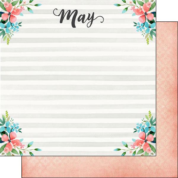 Calendar Memories Collection May 12 x 12 Double-Sided Scrapbook Paper by Scrapbook Customs - Scrapbook Supply Companies