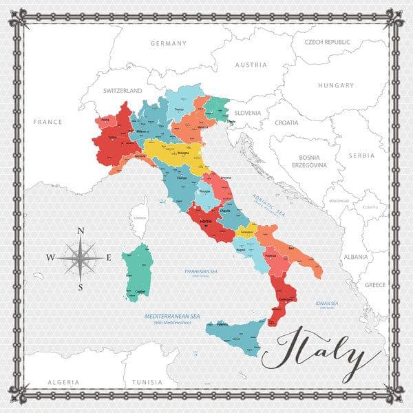 Travel Memories Collection Italy Map 12 x 12 Double-Sided Scrapbook Paper by Scrapbook Customs - Scrapbook Supply Companies