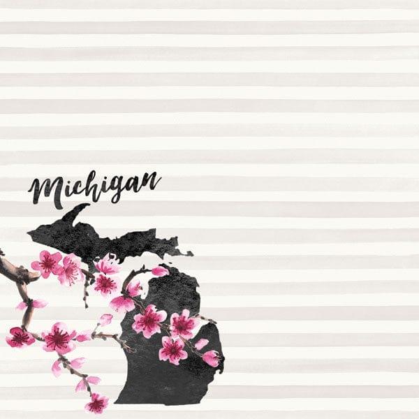 Watercolor Collection Michigan 12 x 12 Double-Sided Scrapbook Paper by Scrapbook Customs - Scrapbook Supply Companies
