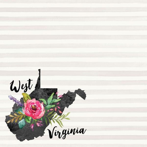 Watercolor Collection West Virginia 12 x 12 Double-Sided Scrapbook Paper by Scrapbook Customs - Scrapbook Supply Companies