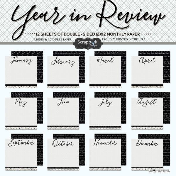 Calendar Collection Year In Review 12 x 12 Double-Sided Paper Pack by Scrapbook Customs - 12 Papers - Scrapbook Supply Companies