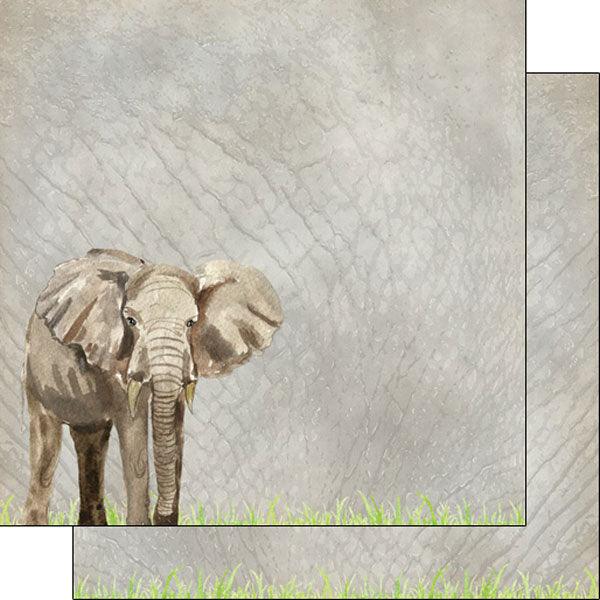 African Safari Collection Elephant 12 x 12 Double-Sided Scrapbook Paper by Scrapbook Customs - Scrapbook Supply Companies