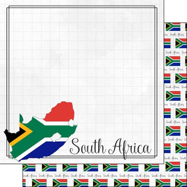 Travel Adventure Collection South Africa Border 12 x 12 Double-Sided Scrapbook Paper by Scrapbook Customs - Scrapbook Supply Companies
