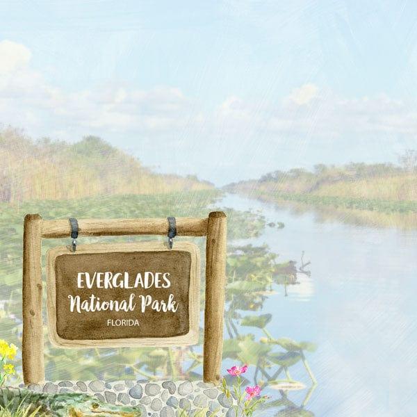 National Park Collection Everglades National Park 12 x 12 Double-Sided Scrapbook Paper by Scrapbook Customs - Scrapbook Supply Companies