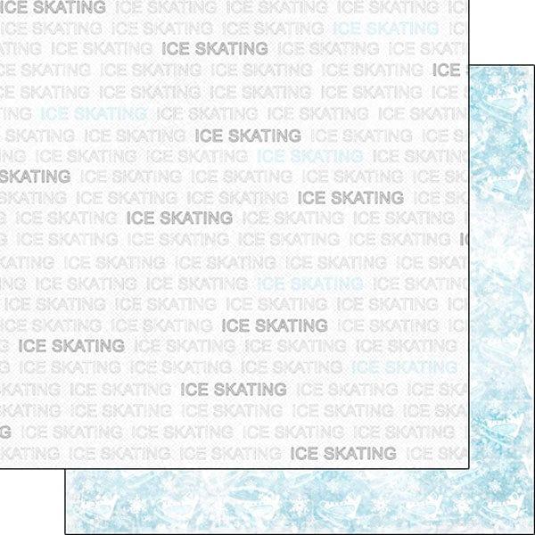 Winter Adventure Collection Ice Skating Addict 12 x 12 Double-Sided Scrapbook Paper by Scrapbook Customs - Scrapbook Supply Companies