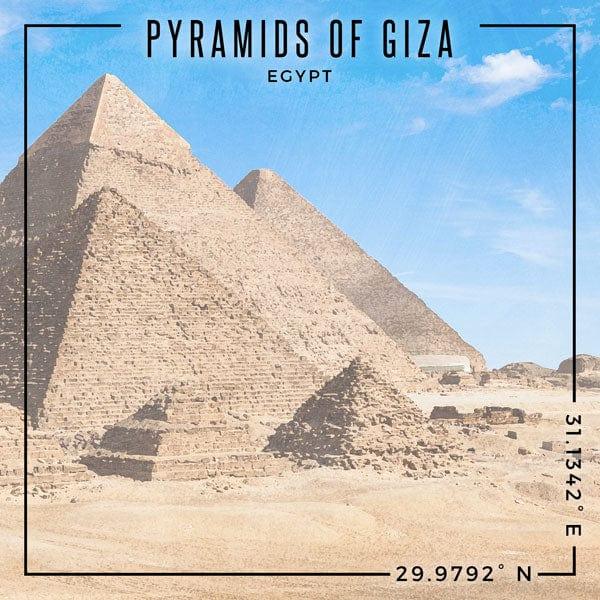 Travel Coordinates Collection Pyramids of Giza, Egypt 12 x 12 Double-Sided Scrapbook Paper by Scrapbook Customs - Scrapbook Supply Companies