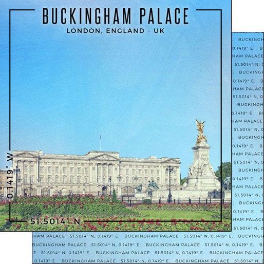 Travel Coordinates Collection Buckingham Palace, London, England, UK 12 x 12 Double-Sided Scrapbook Paper by Scrapbook Customs