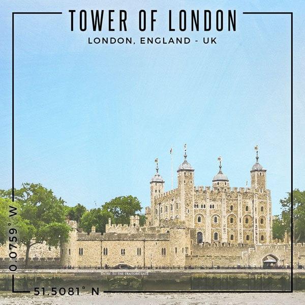 Travel Coordinates Collection Tower of London, London, England, UK 12 x 12 Double-Sided Scrapbook Paper by Scrapbook Customs - Scrapbook Supply Companies