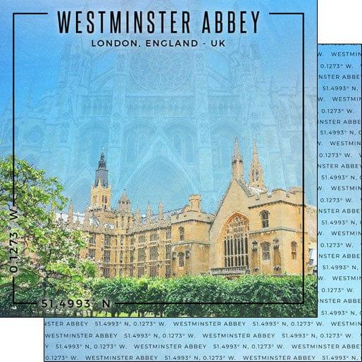 Travel Coordinates Collection Westminster Abbey, London, England, UK 12 x 12 Double-Sided Scrapbook Paper by Scrapbook Customs