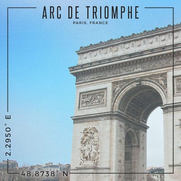 Travel Coordinates Collection Arc De Triomphe, Paris, France 12 x 12 Double-Sided Scrapbook Paper by Scrapbook Customs - Scrapbook Supply Companies