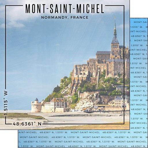 Travel Coordinates Collection Mont-Saint-Michel, Normandy, France 12 x 12 Double-Sided Scrapbook Paper by Scrapbook Customs - Scrapbook Supply Companies