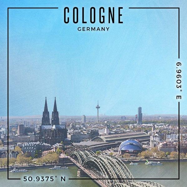 Travel Coordinates Collection Cologne, Germany 12 x 12 Double-Sided Scrapbook Paper by Scrapbook Customs - Scrapbook Supply Companies