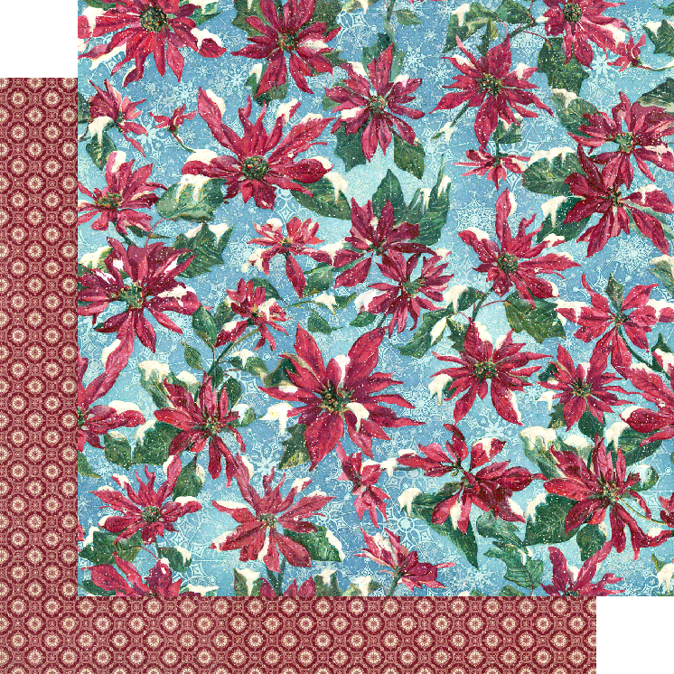 Let it Snow Collection Poinsettia Parade 12 x 12 Double-Sided Scrapbook Paper by Graphic 45 - Scrapbook Supply Companies