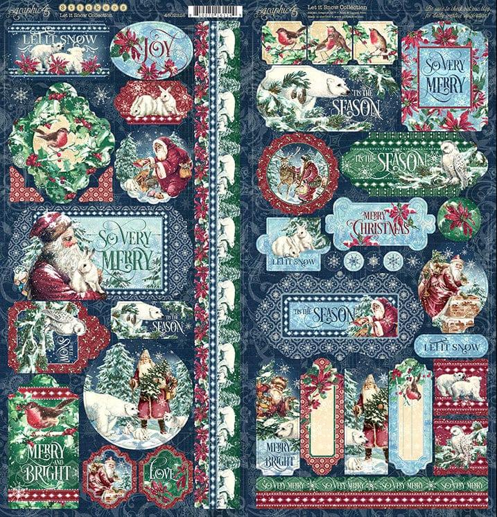 Let it Snow Collection 6 x 12 Scrapbook Sticker Sheet by Graphic 45 - 2 Sheets - Scrapbook Supply Companies