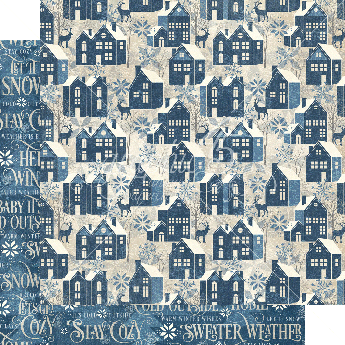 Graphic 45 - Let's Get Cozy Collection - 12 x 12 Double Sided Paper - There's Snow Place Like Home