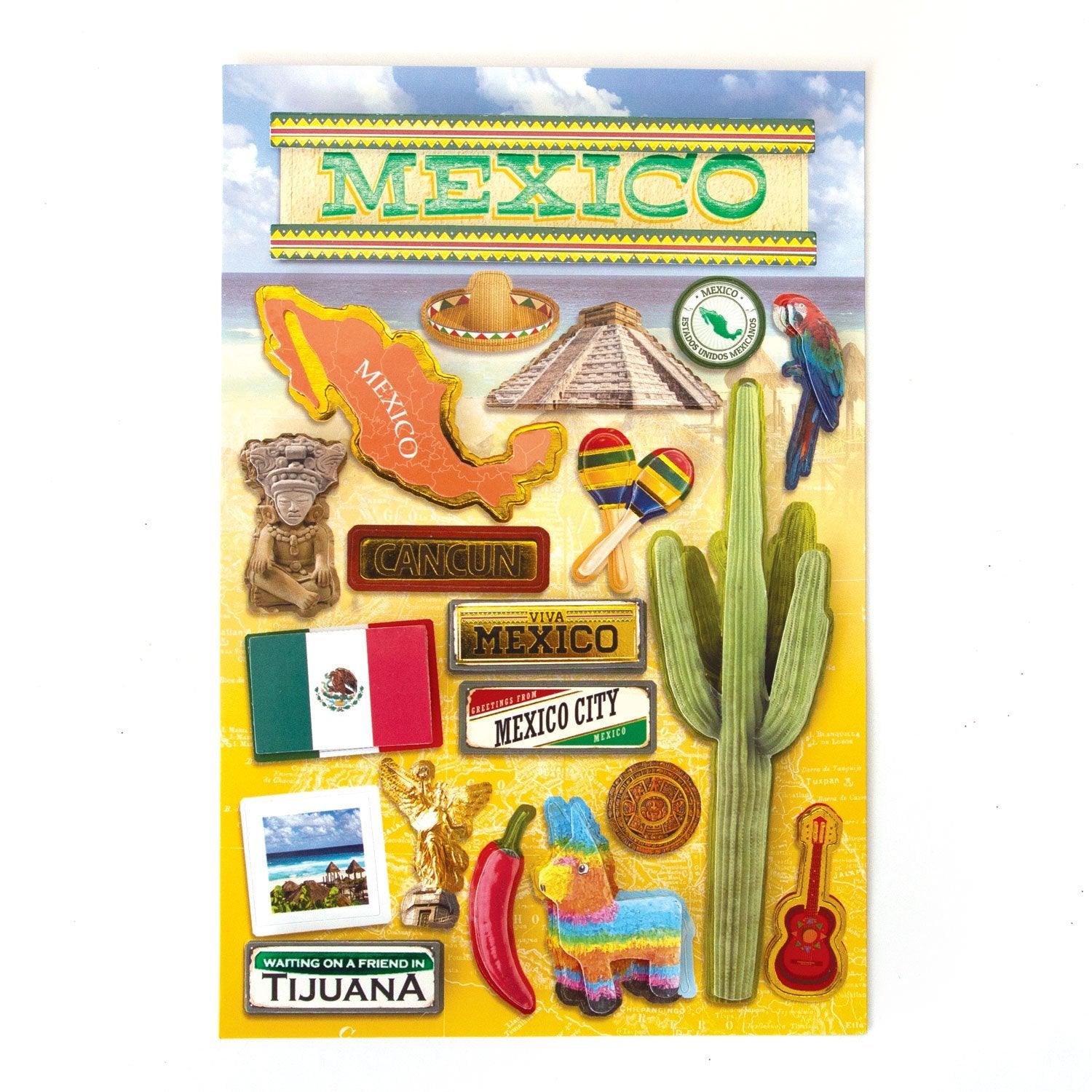 Destinations Collection Mexico 5 x 7 3D Foil Scrapbook Embellishment by Paper House Productions - Scrapbook Supply Companies
