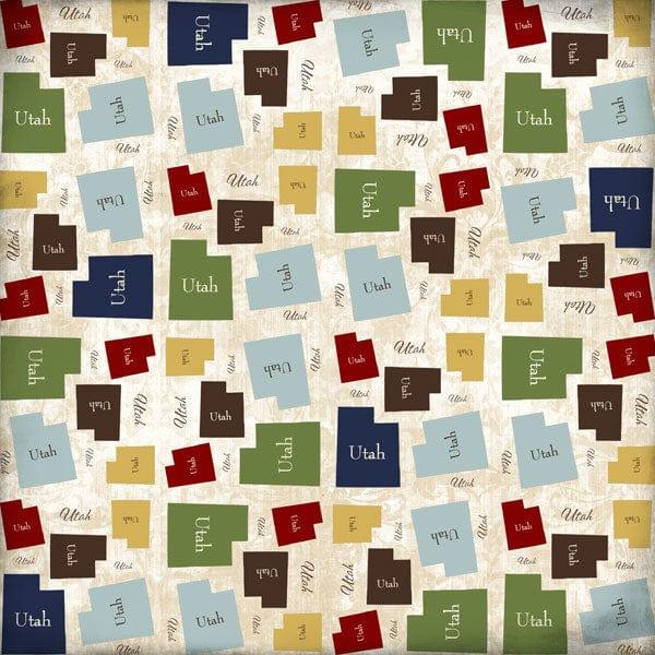 Lovely Travel Collection Utah State Shape 12 x 12 Scrapbook Paper by Scrapbook Customs - Scrapbook Supply Companies